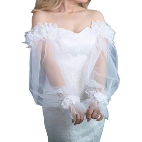 LUCKGONI Brautkleid-Ärmel mit Blumendekor, abnehmbar, formelles Kleid, Puffärmel, Hochzeit, Arm, Hochzeit, Fotografie-Ärmel von LUCKGONI