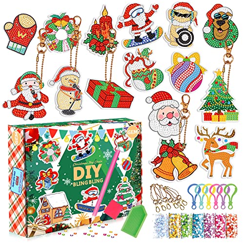 15PCS Weihnachten Diamant Gemälde Aufkleber Kit,Weihnachten Diamond Painting Kinder,Weihnachten Diamant Malerei Schlüsselbund,5D Diamant Painting Diamant Aufkleber,DIY Diamant Schlüsselanhänger von LUCKKY