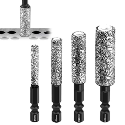 2-in-1 Hexagonal Shank Brazing Dry Drilling Specialized Hole Opener, Trockene Diamantbohrer mit Schnellwechsel-Sechskantschaft, Diamantbohrer Fliesenbohrer Set für Keramik, Granit (6+8+10+12mm) von LUCKKY