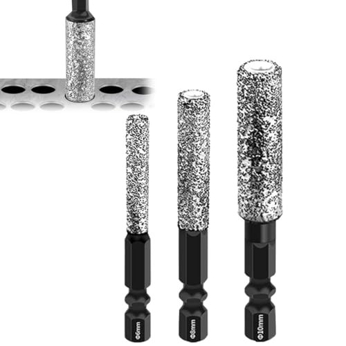 2-in-1 Hexagonal Shank Brazing Dry Drilling Specialized Hole Opener, Trockene Diamantbohrer mit Schnellwechsel-Sechskantschaft, Diamantbohrer Fliesenbohrer Set für Keramik, Granit (6+8+10mm) von LUCKKY