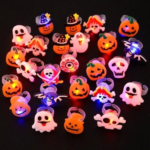 20 Stück Luminous Halloween Rings & Brooches, LED-Licht-Weihnachtsring, Blinkender Ring, Halloween Leuchtringe LED Ring Licht Spielzeug, Halloween Kinder Party Zubehör Deko -Zufällige Farbe (Ring) 20 Stück Luminous Halloween Rings & Brooches, LED-Licht-Weihnachtsring, Blinkender Ring, Halloween Leuchtringe LED Ring Licht Spielzeug, Halloween Kinder Party Zubehör Deko -Zufällige Farbe (Ring) von LUCKKY