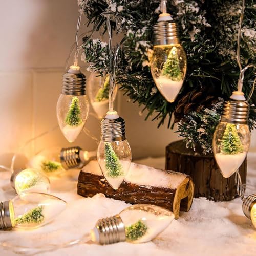 Christmas Vintage Decor String Light - LED Bulbs String Lights, Weihnachts-LED-Lichterkette, LED Lichterkette Außen, 1,5M 10 Glühbirnen Strom Weihnachtsbaum Lichterkette für Innen Außen (Baum) von LUCKKY
