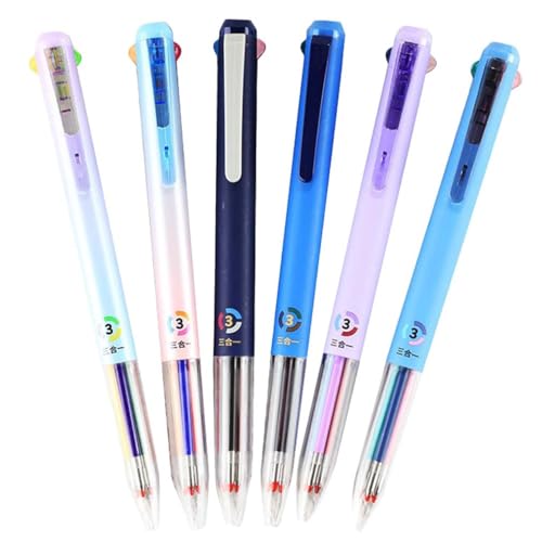 LUCKKY 6 Stück Nurse Pens, Multicolor Pen, Krankenschwester Stift, Mehrfarbiger Kugelschreiber, 0,5 mm 3-in-1-Mehrfarben-Gelstift, 18 Farben schnell trocknender Gel-Tintenstift für Büro, Schulbedarf von LUCKKY