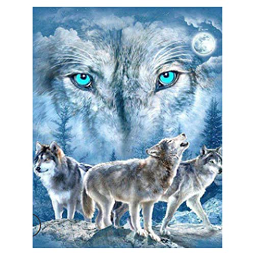 LUCKNIGHT Diamond DIY Painting Erwachsene Wolf, Crystal Strass Diamant Mosaik Eckige Steine Diamant Malerei Basteln Erwachsene Kinder Set für Wohnzimmer Dekor (30x40cm) von LUCKNIGHT