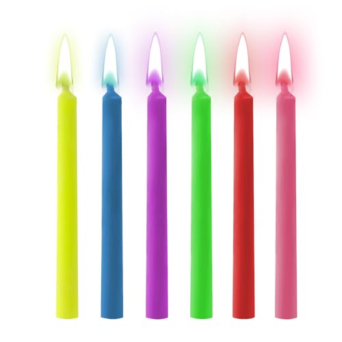 Partykerzen mit Bunter Flamme, 18 Stück Tortenkerzen, Geburtstagskerzen, Magische Geburtstagskerzen für Party, Geeignet für Kindergeburtstage, Feiern, Wachsdekorationen, mit Kunststoffsockel Partykerzen mit Bunter Flamme, 18 Stück Tortenkerzen, Geburtstagskerzen, Magische Geburtstagskerzen für Party, Geeignet für Kindergeburtstage, Feiern, Wachsdekorationen, mit Kunststoffsockel von LUCKNIGHT