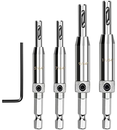LUCKYKODOR 4 Stück Scharnierbohrer 5/64" 7/64" 9/64" 11/64" Hinge Drill Bit Center Bohrer Selbstzentrierend Bohrer mit Inbusschlüssel für Möbel Küchen Holzbearbeitung LUCKYKODOR 4 Stück Scharnierbohrer 5/64" 7/64" 9/64" 11/64" Hinge Drill Bit Center Bohrer Selbstzentrierend Bohrer mit Inbusschlüssel für Möbel Küchen Holzbearbeitung von LUCKYKODOR