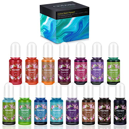 Epoxidharz Farbe, LUCPICT Flüssiges Epoxidharz Pigment mit 15 Farben (je 10 ml), Hochkonzentrierter Epoxidharz Farbstoff für Epoxidharz Farben, Schmuckherstellung, Kunsthandwerk von LUCPICT