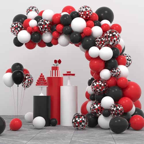 109 Stück Schwarz Rot Konfetti Ballon Kit - 12 Zoll Schwarz Rot Weiß Konfetti Ballons Für Babyparty Geburtstagskleid Abschlussfeier Casino Party Dekoration Lieferungen111 109 Stück Schwarz Rot Konfetti Ballon Kit - 12 Zoll Schwarz Rot Weiß Konfetti Ballons Für Babyparty Geburtstagskleid Abschlussfeier Casino Party Dekoration Lieferungen111 von LUDEOU