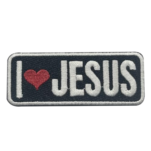 Aufnäher mit Aufschrift "I Love Jesus", christlicher Glaube, bestickt, zum Aufbügeln oder Aufnähen, Abzeichen für Jacke, Weste, Hemd, Hut, Rucksack, Kleidung, Bibelvers, religiöses Geschenk von LUDIMSTI