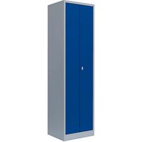 LÜLLMANN Putzmittelschrank 510721 enzianblau, lichtgrau 60,0 x 50,0 x 180,0 cm, aufgebaut von LÜLLMANN