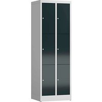 ClassiX Schließfachschrank anthrazit, lichtgrau X-520328, 6 Schließfächer 59,0 x 50,0 x 180,0 cm von ClassiX