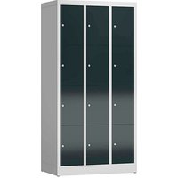 ClassiX Schließfachschrank anthrazit, lichtgrau X-520438, 12 Schließfächer 87,0 x 50,0 x 180,0 cm von ClassiX