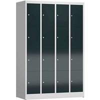 ClassiX Schließfachschrank anthrazit, lichtgrau X-520448, 16 Schließfächer 118,5 x 50,0 x 180,0 cm von ClassiX