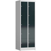 ClassiX Schließfachschrank anthrazit, lichtgrau X-520528, 10 Schließfächer 59,0 x 50,0 x 180,0 cm von ClassiX