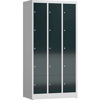 ClassiX Schließfachschrank anthrazit, lichtgrau X-520538, 15 Schließfächer 87,0 x 50,0 x 180,0 cm von ClassiX