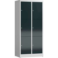 ClassiX Schließfachschrank anthrazit, lichtgrau X-523328, 6 Schließfächer 80,0 x 50,0 x 180,0 cm von ClassiX