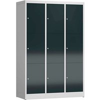 ClassiX Schließfachschrank anthrazit, lichtgrau X-523338, 9 Schließfächer 118,5 x 50,0 x 180,0 cm von ClassiX