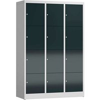 ClassiX Schließfachschrank anthrazit, lichtgrau X-523438, 12 Schließfächer 118,5 x 50,0 x 180,0 cm von ClassiX