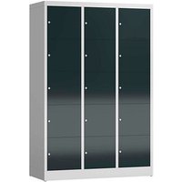 ClassiX Schließfachschrank anthrazit, lichtgrau X-523538, 15 Schließfächer 118,5 x 50,0 x 180,0 cm von ClassiX