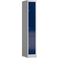 ClassiX Schließfachschrank enzianblau, lichtgrau X-520311, 3 Schließfächer 31,0 x 50,0 x 180,0 cm von ClassiX