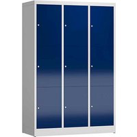 ClassiX Schließfachschrank enzianblau, lichtgrau X-523331, 9 Schließfächer 118,5 x 50,0 x 180,0 cm von ClassiX