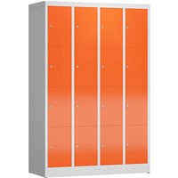 ClassiX Schließfachschrank feuerrot, lichtgrau X-520444, 16 Schließfächer 118,5 x 50,0 x 180,0 cm von ClassiX