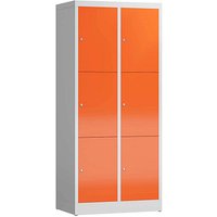 ClassiX Schließfachschrank feuerrot, lichtgrau X-523324, 6 Schließfächer 80,0 x 50,0 x 180,0 cm von ClassiX