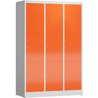 ClassiX Schließfachschrank feuerrot, lichtgrau X-523334, 9 Schließfächer 118,5 x 50,0 x 180,0 cm von ClassiX