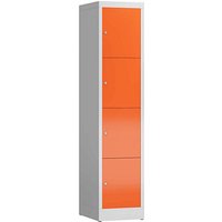 ClassiX Schließfachschrank feuerrot, lichtgrau X-523414, 4 Schließfächer 41,5 x 50,0 x 180,0 cm von ClassiX