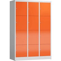 ClassiX Schließfachschrank feuerrot, lichtgrau X-523434, 12 Schließfächer 118,5 x 50,0 x 180,0 cm von ClassiX