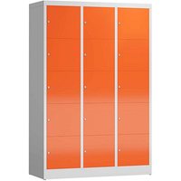 ClassiX Schließfachschrank feuerrot, lichtgrau X-523534, 15 Schließfächer 118,5 x 50,0 x 180,0 cm von ClassiX