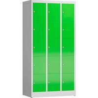 ClassiX Schließfachschrank gelbgrün, lichtgrau X-520535, 15 Schließfächer 87,0 x 50,0 x 180,0 cm von ClassiX