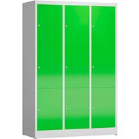 ClassiX Schließfachschrank gelbgrün, lichtgrau X-523335, 9 Schließfächer 118,5 x 50,0 x 180,0 cm von ClassiX