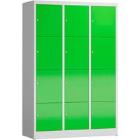 ClassiX Schließfachschrank gelbgrün, lichtgrau X-523435, 12 Schließfächer 118,5 x 50,0 x 180,0 cm von ClassiX