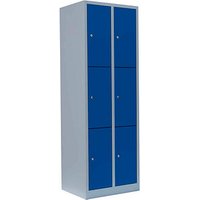 LÜLLMANN Schließfachschrank enzianblau, lichtgrau 520321, 6 Schließfächer 60,0 x 50,0 x 180,0 cm von LÜLLMANN