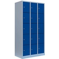 LÜLLMANN Schließfachschrank enzianblau, lichtgrau 520531, 15 Schließfächer 88,5 x 50,0 x 180,0 cm von LÜLLMANN