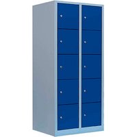 LÜLLMANN Schließfachschrank enzianblau, lichtgrau 523921, 10 Schließfächer 80,0 x 50,0 x 190,0 cm von LÜLLMANN