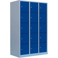 LÜLLMANN Schließfachschrank enzianblau, lichtgrau 523931, 15 Schließfächer 118,5 x 50,0 x 190,0 cm von LÜLLMANN