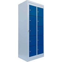 LÜLLMANN Schließfachschrank enzianblau, lichtgrau 526251, 10 Schließfächer 74,0 x 50,0 x 180,0 cm von LÜLLMANN