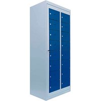 LÜLLMANN Schließfachschrank enzianblau, lichtgrau 526281, 16 Schließfächer 74,0 x 50,0 x 180,0 cm von LÜLLMANN