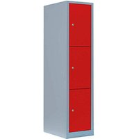 LÜLLMANN Schließfachschrank feuerrot, lichtgrau 523314, 3 Schließfächer 41,5 x 50,0 x 180,0 cm von LÜLLMANN
