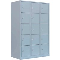 LÜLLMANN Schließfachschrank lichtgrau 523930, 15 Schließfächer 118,5 x 50,0 x 190,0 cm von LÜLLMANN
