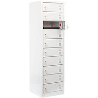 LÜLLMANN Schließfachschrank mit Ladefunktion lichtgrau 526440, 10 Schließfächer 50,0 x 50,0 x 180,0 cm von LÜLLMANN