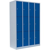 LÜLLMANN Schließfachschrank lichtgrau, enzianblau 520341, 12 Schließfächer 117,0 x 50,0 x 180,0 cm von LÜLLMANN