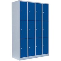 LÜLLMANN Schließfachschrank lichtgrau, enzianblau 520341, 12 Schließfächer 117,0 x 50,0 x 180,0 cm von LÜLLMANN