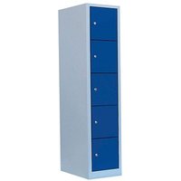 LÜLLMANN Schließfachschrank lichtgrau, enzianblau 523511, 5 Schließfächer 41,5 x 50,0 x 180,0 cm von LÜLLMANN