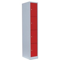 LÜLLMANN Schließfachschrank lichtgrau, feuerrot 520414, 4 Schließfächer 31,5 x 50,0 x 180,0 cm von LÜLLMANN