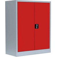 LÜLLMANN Stahlschrank 530314 feuerrot, lichtgrau 80,0 x 38,3 x 100,0 cm, aufgebaut von LÜLLMANN