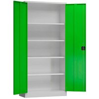 ClassiX Stahlschrank X-530365 lichtgrau, gelbgrün 92,0 x 60,0 x 194,5 cm, aufgebaut von ClassiX