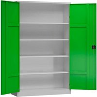 ClassiX Stahlschrank X-530385 lichtgrau, gelbgrün 120,0 x 60,0 x 194,5 cm, aufgebaut von ClassiX